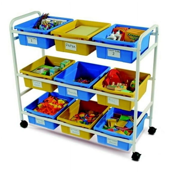 Copernicus Educational Products Multi-Purpose Cart With Blue & Yellow Tubs