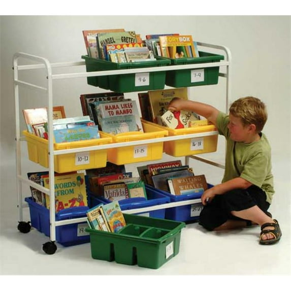 Copernicus Leveled Reading Book Browser Cart with 6 Large Divided and 3 Open Tubs