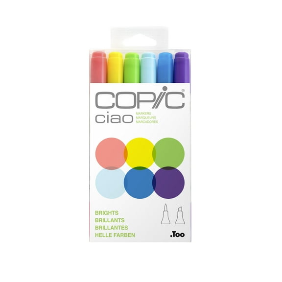 Copic Ciao Marker Set, 6-Colors, Brights