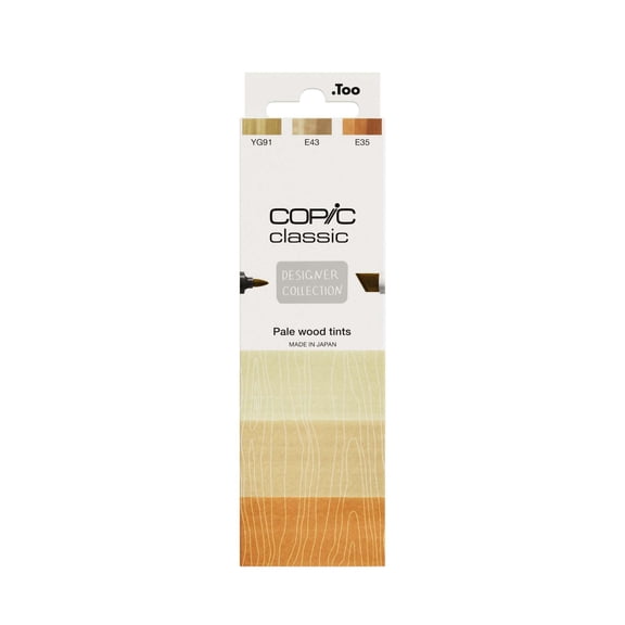 Copic Classic Deisgner Collection, Set of 3 Coloured Marker Pens, Pale Wood Tints, Art & Crafts, Colouring, Graphics, Highlighter, Design, Anime, Professional & Beginners, Artist Supplies