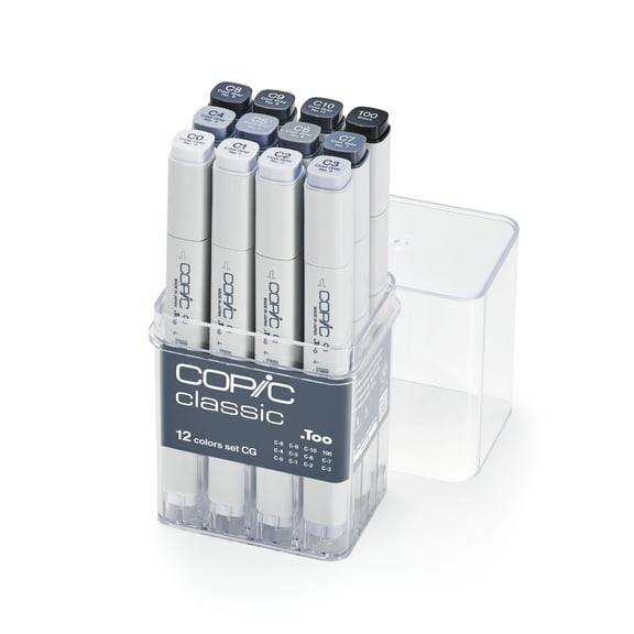 Copic Classic Marker Set, 12-Piece Cool Gray Set