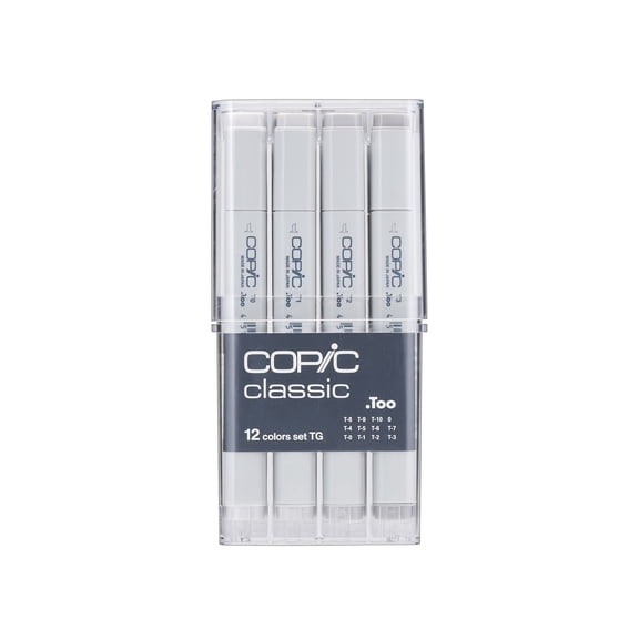 Copic Classic Marker Set, 12-Piece Toner Gray Set, V2