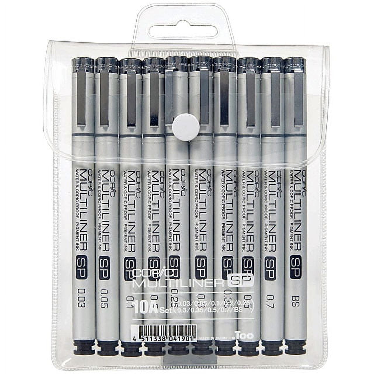 COPIC Multiliner - Set of 9 Pens (7 Fine Tips & 2 Brush Tips)