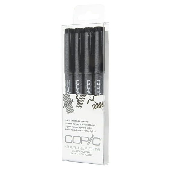 Copic Multiliner Set, 4-Pen, Black, Broad