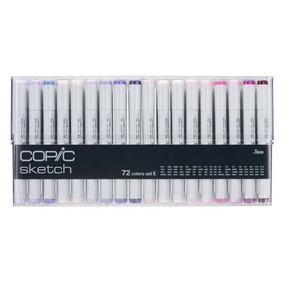 Copic Sketch Markers, Broad Point, Multicolor, 72 Count
