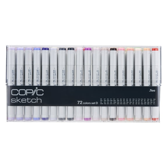 Copic Sketch Markers, Broad Point, Multicolor, 72 Count