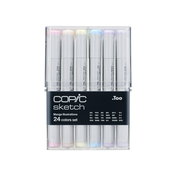 Copic Sketch Markers Manga Set, Assorted Colors, 24 Count