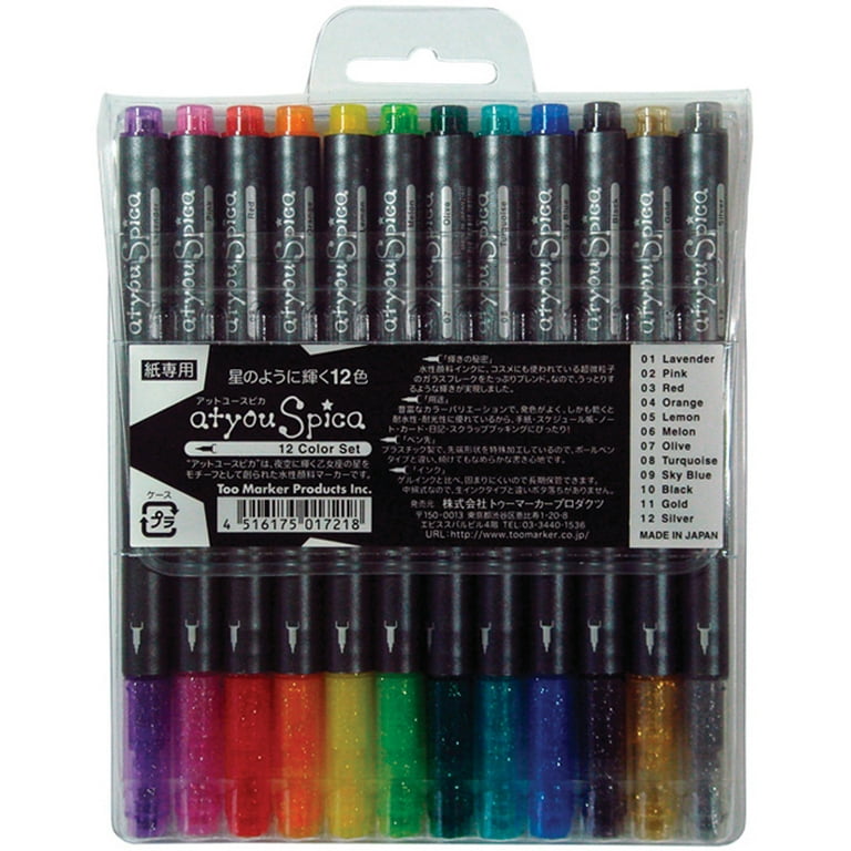 KINGART® Glitter Markers, Set of 12