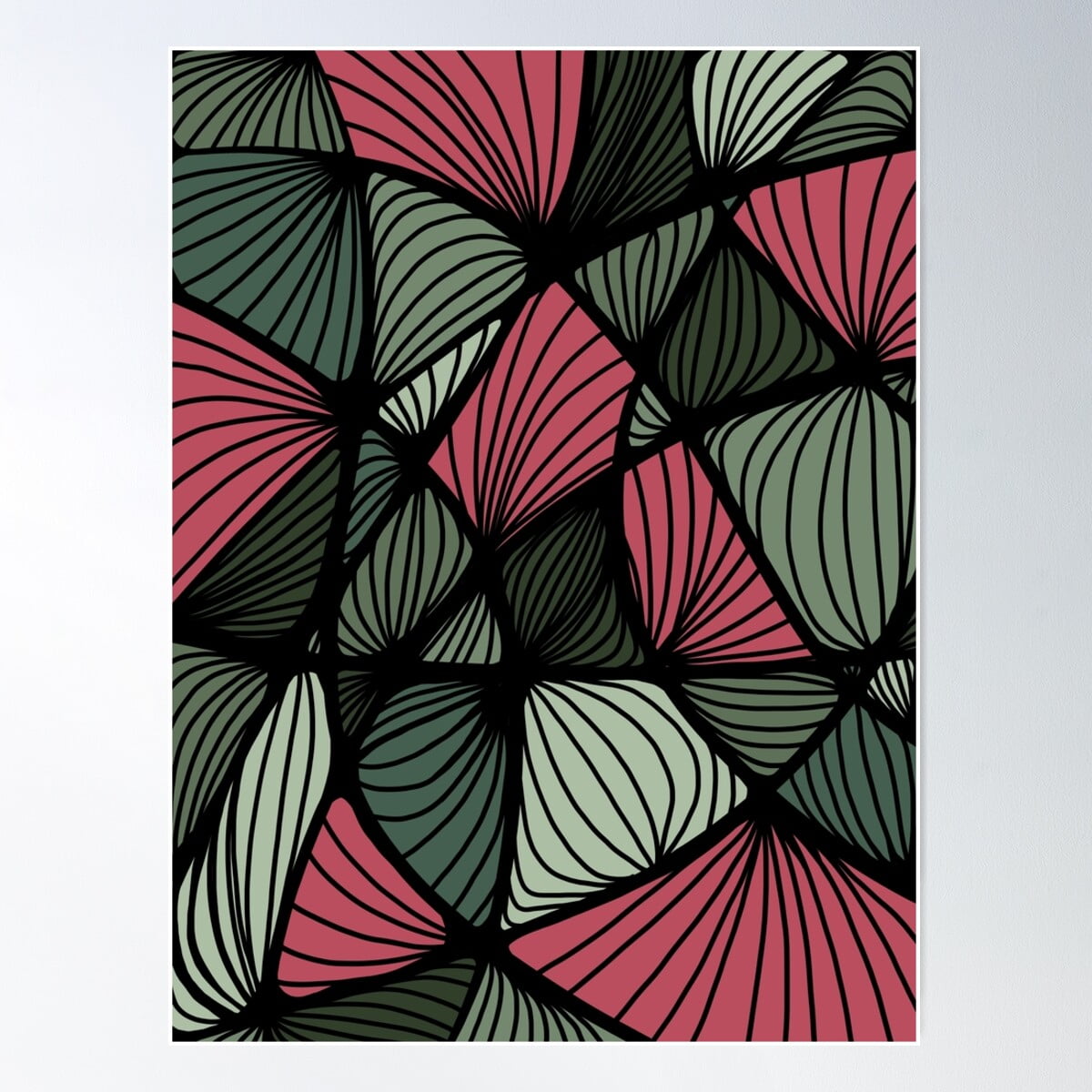 Copie De Abstract Organic Shapes Green Poster Wall Art, Modern Wall
