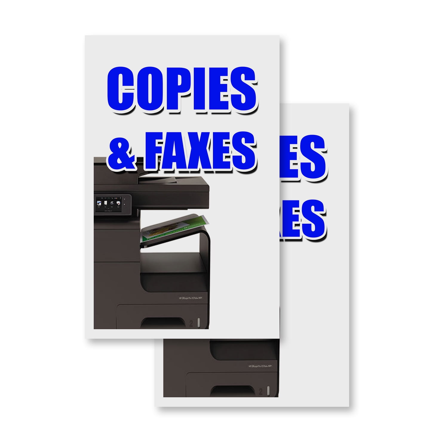 Copies & Faxes (2PACK) 24" x 36" Vinyl Decals Sign Insert Peel