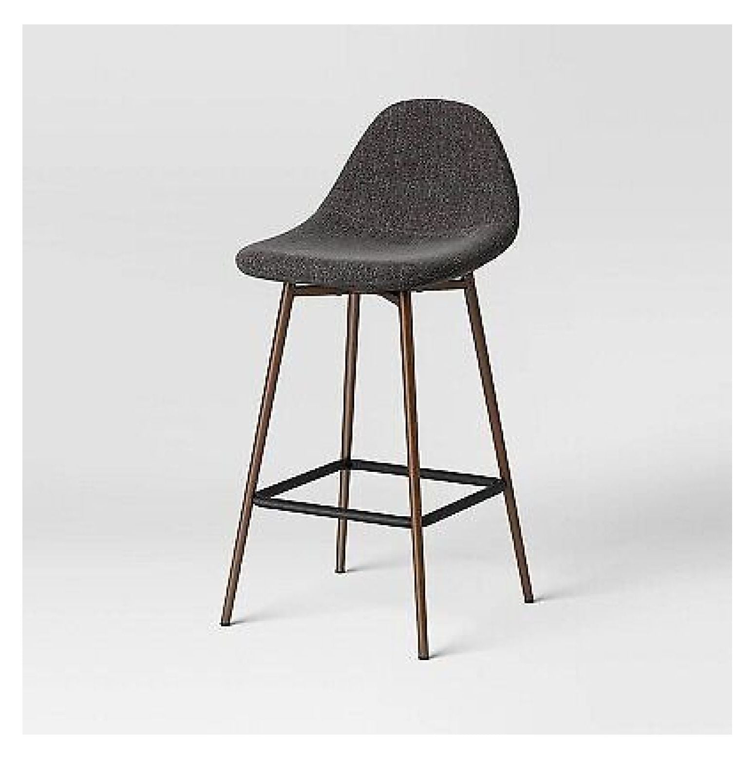 Copley Dark Gray Upholstered Counter Height Barstool with Metal Legs