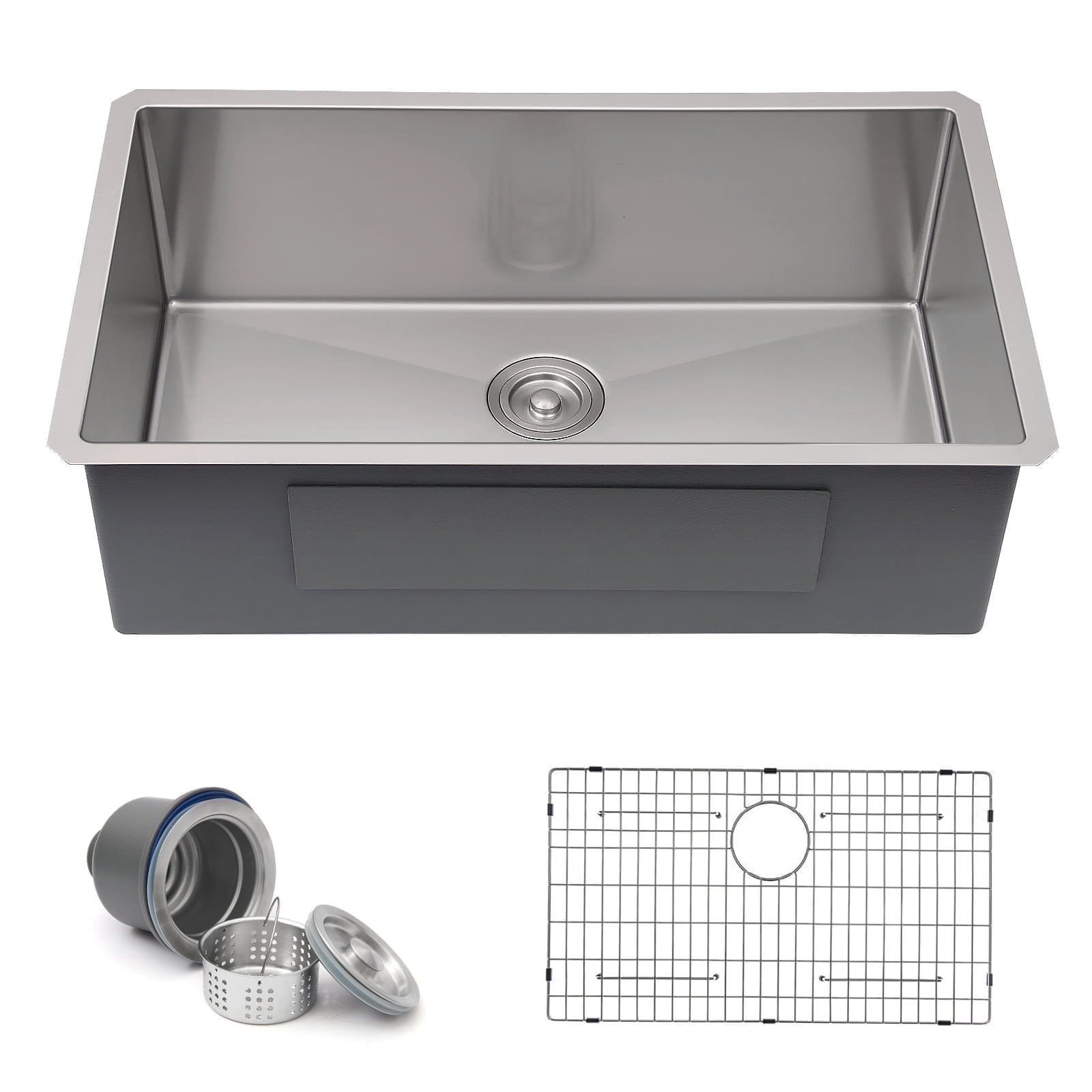 CopooLife 30 Inch Undermount Stainless Steel Single Bowl Kitchen Sink -  Walmart.com, image size:1600x1600