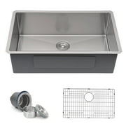 CopooLife 32 Inch Undermount Kitchen Sink -16 Gauge Stainless Steel Single Bowl Kitchen Sinks 32"x19"x10" Handmade Design with Brushed, Includes Drain Kit