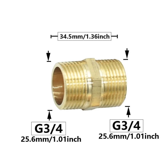 Copper 1/2" 3/4" 1" Thread Connector Fittings Water Pipe Reducer Connector Transitional Hose Repair Coupling