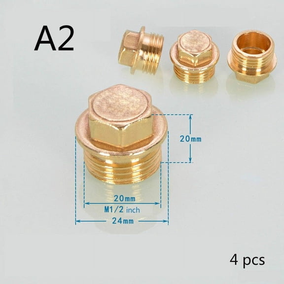 Copper 1/2 inch 3/4 inch 1 inch Female&Male Thread Brass Pipe Hex Head Brass End Cap Plug Fitting Coupler Connector Adapter