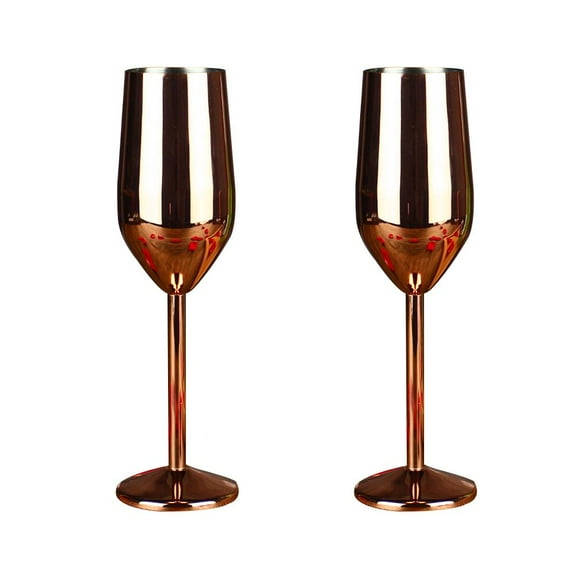 Copper 2-Piece Cross-Border Light Luxury Bar Stainless Steel High-Foot Champagne Glass Restaurant Metal Nordic High-End Wine Cocktail Glass