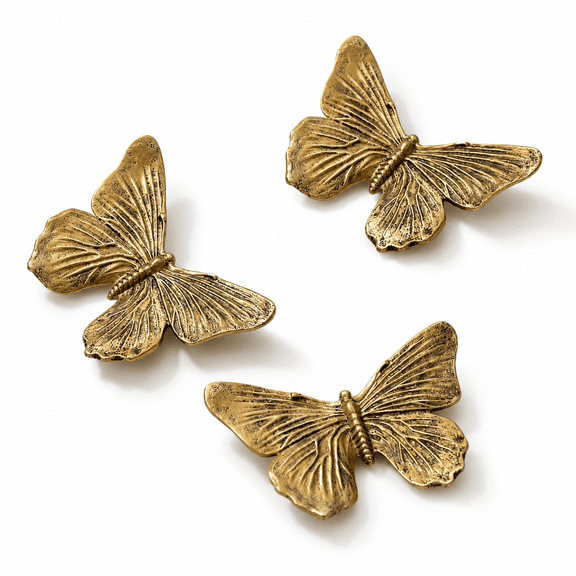 Copper 3 Piece 3D Butterfly Wall Sculpture Set for Living Room Bedroom Bathroom Outdoor
