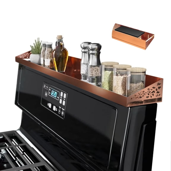 Copper 30 Inch Stove Top Spice Rack Seasoning Organizer Kitchen Storage