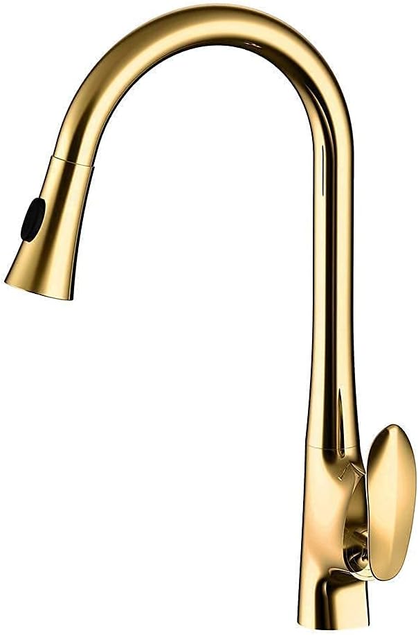 Copper 360 °Swivel Kitchen Faucet with Pull Out Sprayer,Modern Single