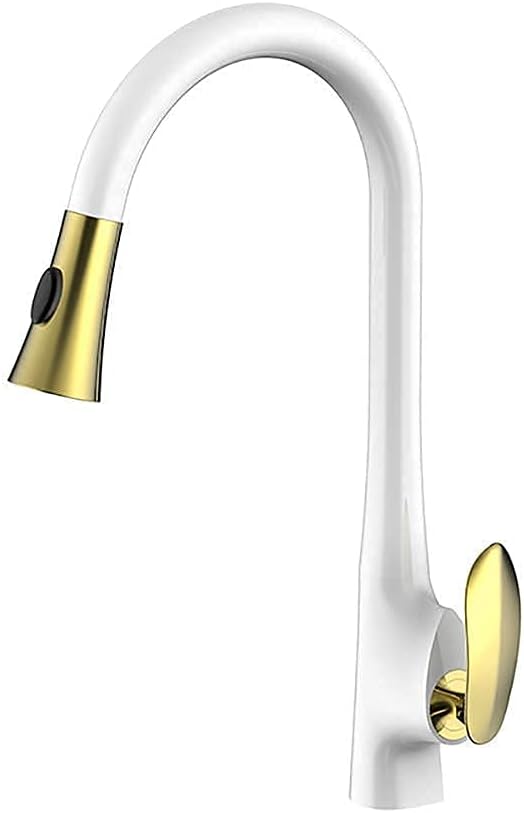 Copper 360 °Swivel Kitchen Faucet with Pull Out Sprayer,Modern Single