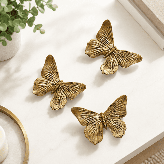Copper 3D Butterfly Wall Sculpture Set of 3 for Living Room Bedroom Bathroom