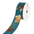 thumbnail image 1 of Copper Accent Fall Leaves Wired Ribbon, 1-1/2-inch, 10-yard, Green, 1 of 1