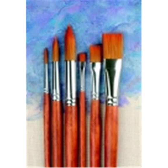 Copper Acrylic Long Wood Handle Paint Brush Set 6