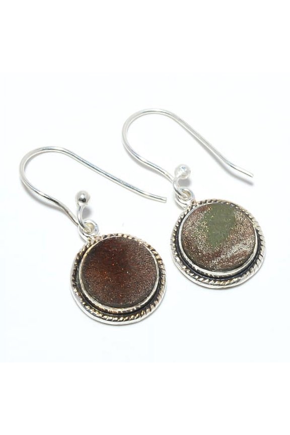 Copper Agate Drusy 925 Sterling Silver Bali Earring Jewelry 1.17" T2787, Handmade Jewelry, Dangle Earring