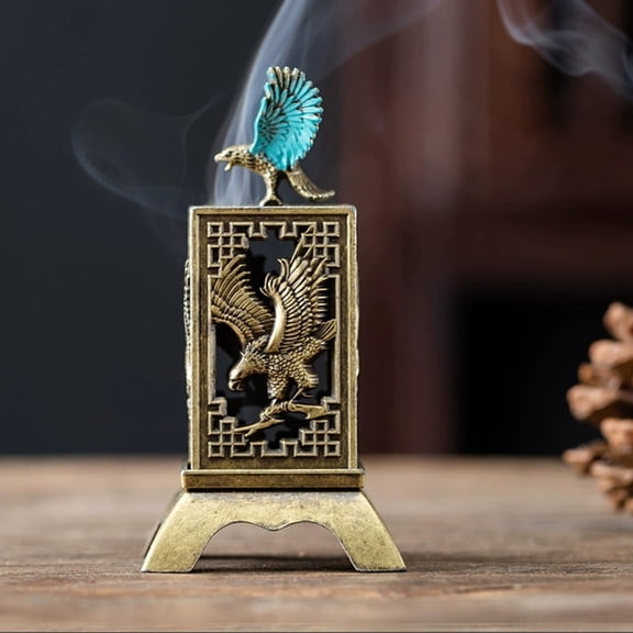 Copper Alloy Creative Incense Burner - Eagle Design Square Censer In Teal For Tea Ceremony, Home Decor, Meditation, Yoga, Aromatherapy
