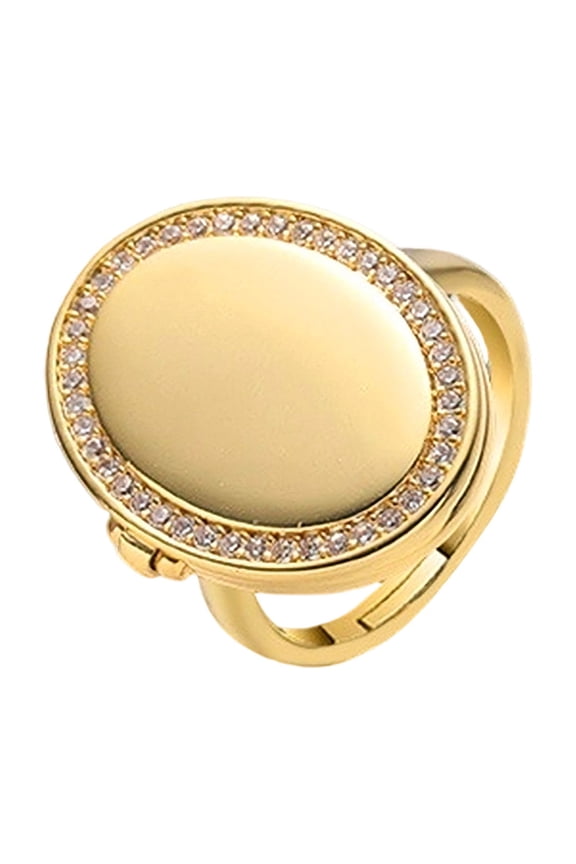 Copper Alloy Geometric Rings with Concealed Compartment Adjustable Opening Finger Rings Handmade Jewelry