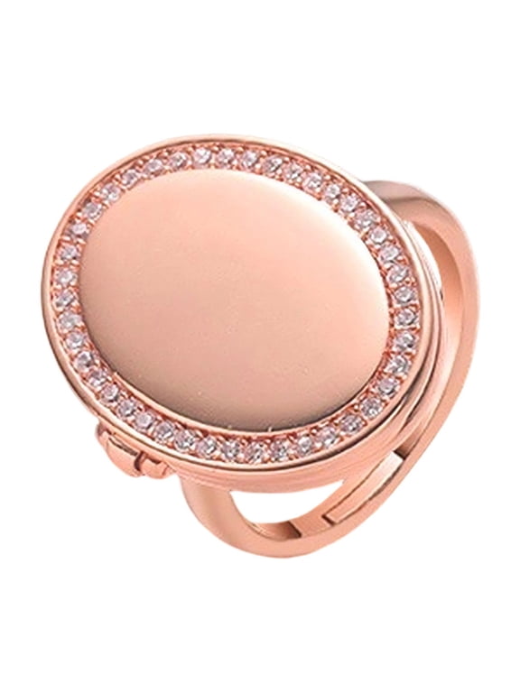 Copper Alloy Geometric Rings with Concealed Compartment Adjustable Opening Finger Rings Handmade Jewelry