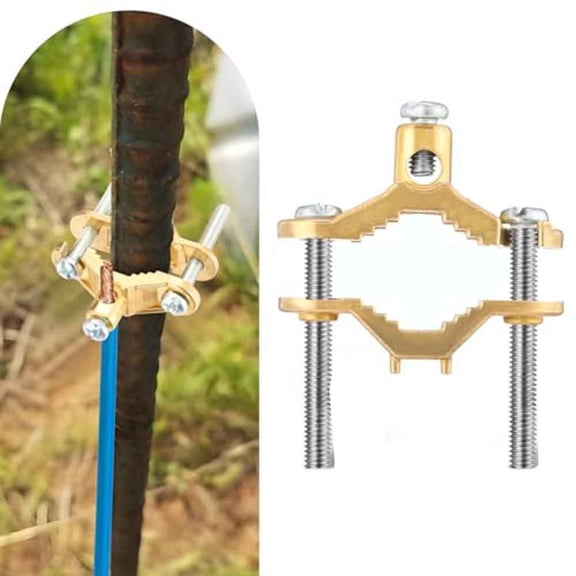 Copper Alloy Ground Clamp Set Secure Bonding To Water Pipes And Steel Conduit Fits 1/2-Inch To 1-Inch Pipe Supports #10 To #2 AWG Wire Electrical Grounding Screws Included(1PCS)
