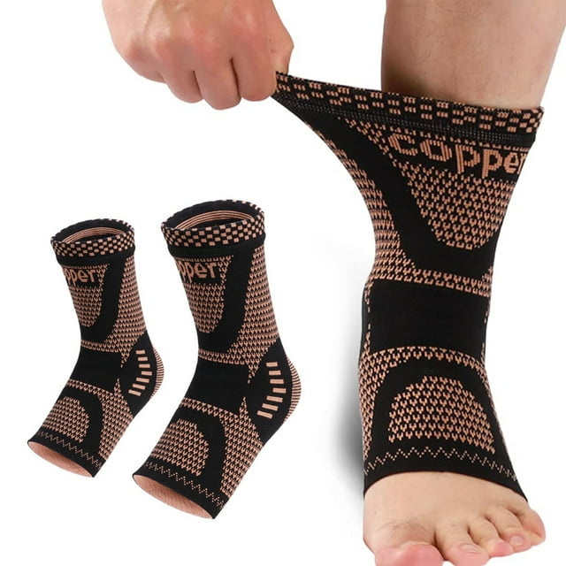 Copper Ankle Brace, Copper Infused Ankle Support Compression Sleeve for