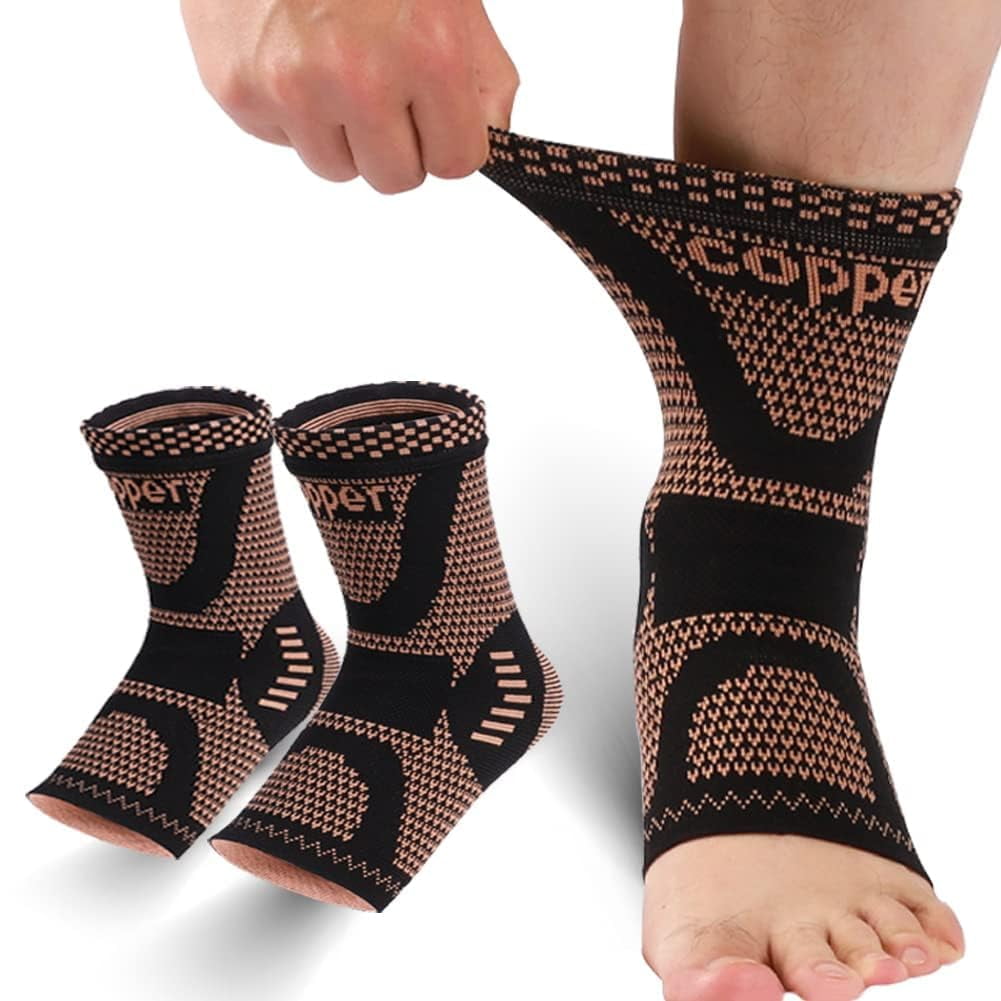 Copper Ankle Brace, Copper Infused Ankle Support Compression Sleeve for