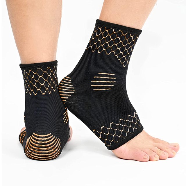 Copper Ankle Brace for Women Men (Pair). Compression Sleeve Socks