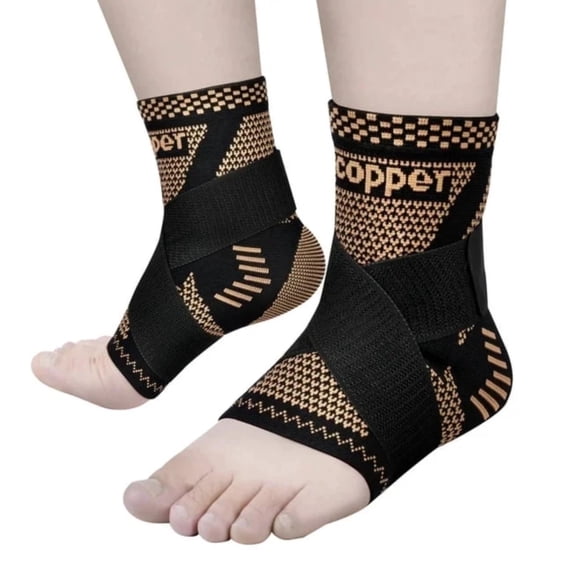 Copper Ankle Compression Sleeves (2-Pack) – Strap Support for Pickleball, Tennis & Achilles Tendonitis XL