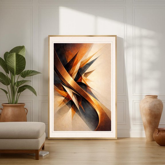 Copper Arc Sweep Print, Kinetic Geometric Abstract Wall Art