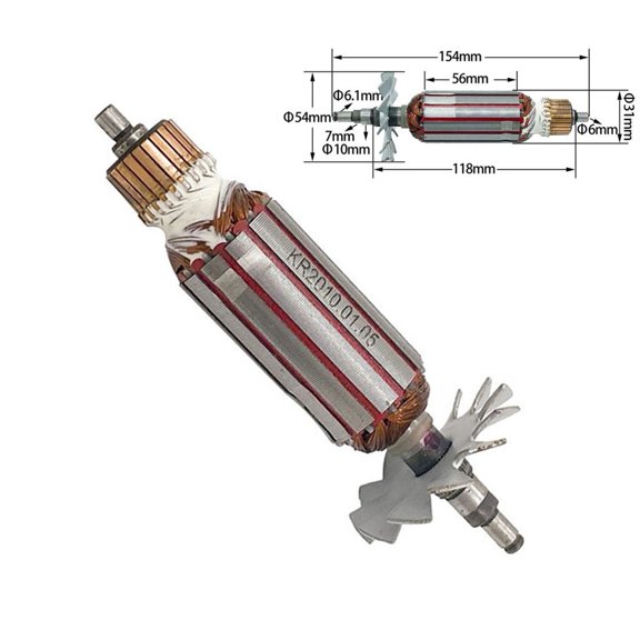 Copper Armature Rotor Replacement For 9523B Angle Grinder Enhanced Conductivity Precision Fit 154Mm X 56Mm Electric Motor Component Tool Accessories