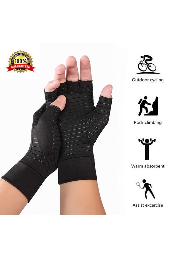 Copper Arthritis Compression Gloves Half-Finger Hand Support Joint Pain Relief Unisex for Carpal Tunnel Swollen Hands Brace Support,Valentines Day Gifts,M