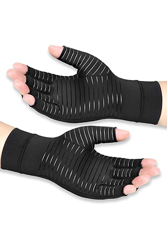 Copper Arthritis Compression Gloves Women Men Relieve Hand Pain Swelling and Carpal Tunnel Fingerless for Typing,Support for Joints,Medium