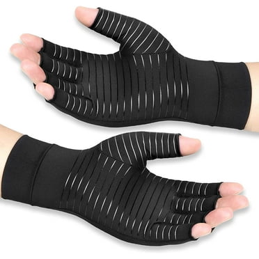 Copper Arthritis Compression Gloves Women Men Relieve Hand Pain Swelling and Carpal Tunnel Fingerless for Typing, Support for Joints