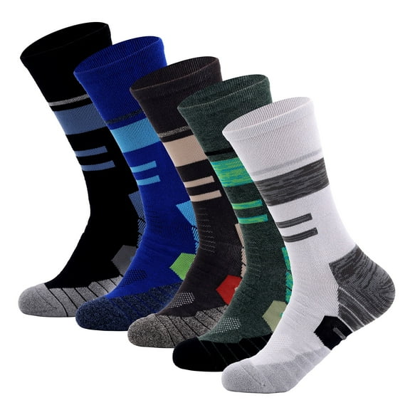 Copper Athletic Sport Socks 5 Pairs Crew Loafer Casual Socks for Men & Women