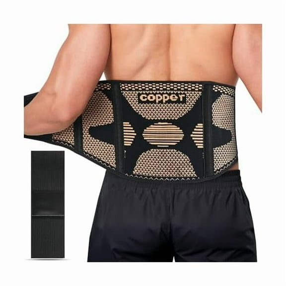 Copper Back Braces for Lower Back Pain, Breathable Lumbar Support Belt with Compression Strap, Lower Back Brace for Herniated Disc, Sciatica, Scoliosis, Heavy Lifting, Fits Men&Women