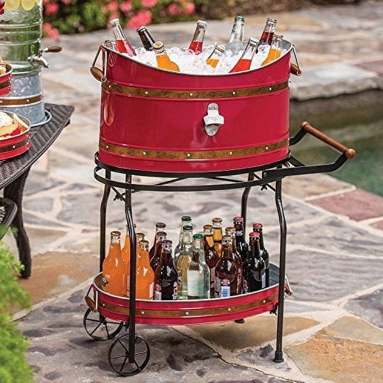 インディーズ　ソフビ　モコブブ　BUCKET CLUB Copper Band Beverage Tub with Rolling Stand, Red - Walmart.com