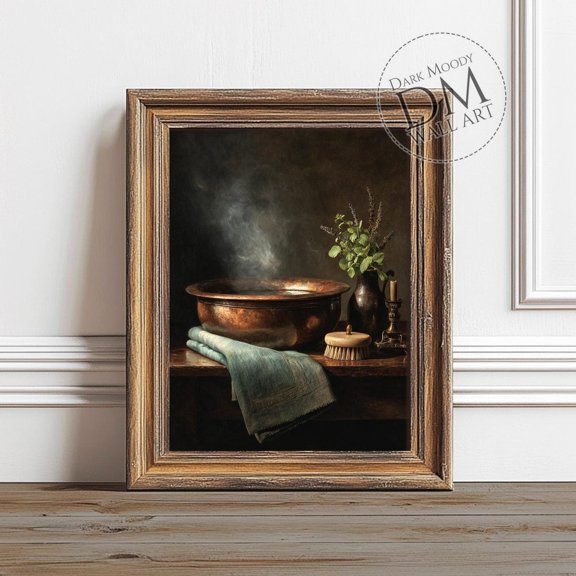 Copper Basin Wall Art Print Vintage Bathroom Decor