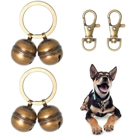 Copper Bells for Dog Collars with Snap Clips - Dog Bells to Go Outside,Made of Pure Copper for Dogs/Cat - Clear Sound & No Rust - Know Where Your Pet D-ring(Fits All Dogs)