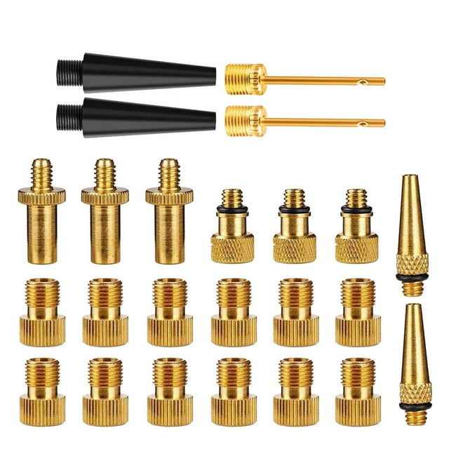 Copper Bicycle Bike Pump Conversion Nozzles Adapter Tool 24PC