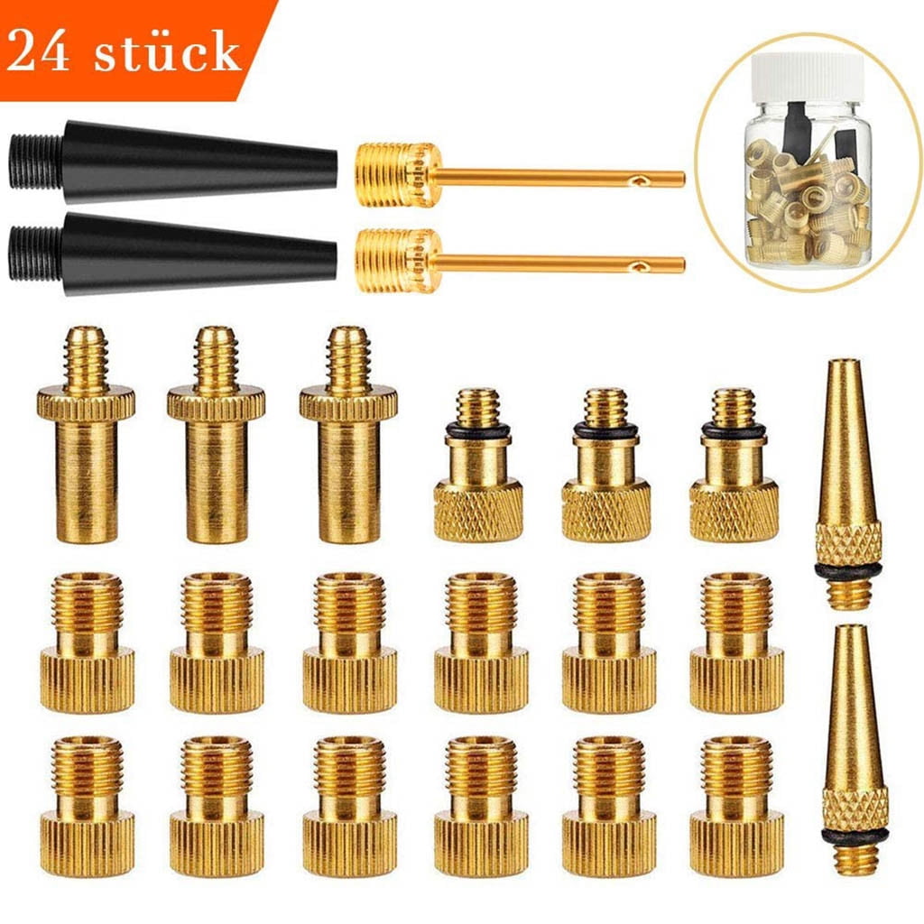Copper Bicycle Bike Pump Conversion Nozzles Adapter Tool 24PC