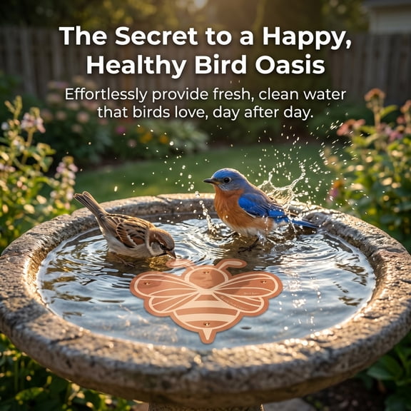 Copper Bird Bath Cleaner Copper Disc, Durable Pond and Fountain Water Cleaning Solution, Easy-to-Use Safe Copper Disk for All Bird Bath Sizes