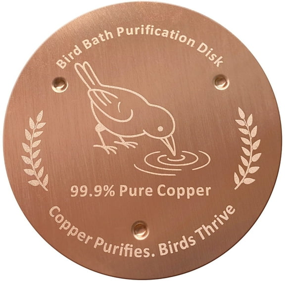 Bird Bath Copper Disk 1mm Thick 99.99% Pure Copper Water Cleaner with Stable Triple-Point Support for Outdoor Birdbaths, 1 Piece